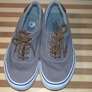 Vans Era 59 C&L Canvas Leather Pewter Gray Brown Skate Shoe Sneaker Mens 8 W 9.5